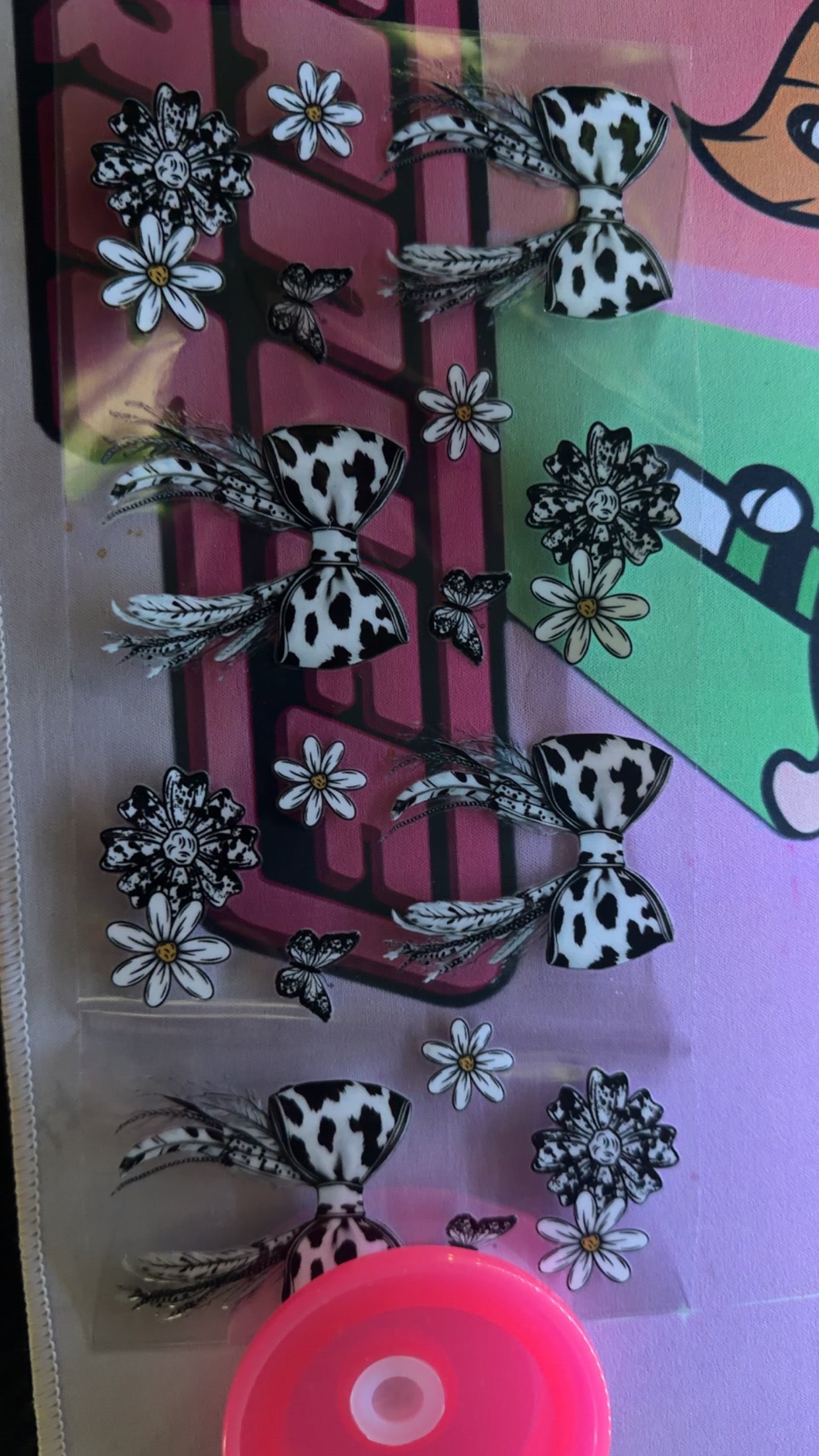 Cow print bow cup wrap